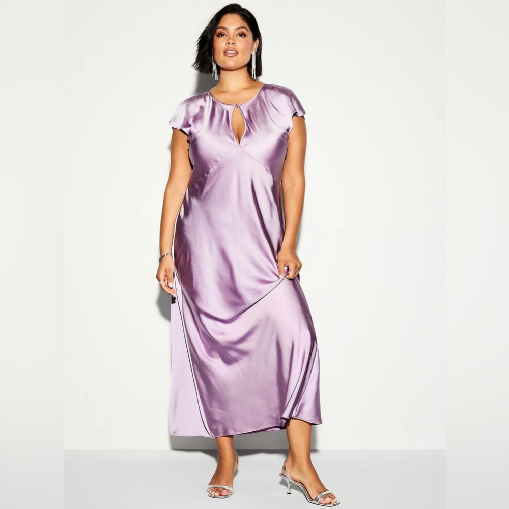BNWT Old Navy Occassion Lavender Satin Maxi Dress - size L - wedding guest dress